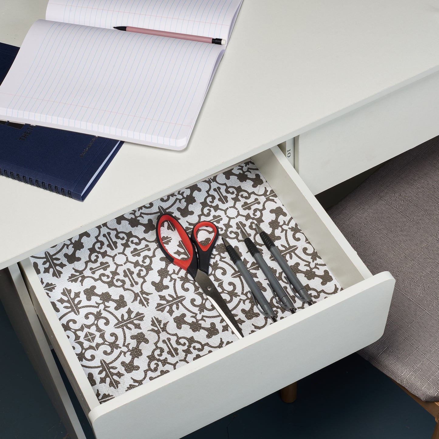 Con-Tact® Brand Grip Prints™, Non-Adhesive, Carrara Tile Charcoal