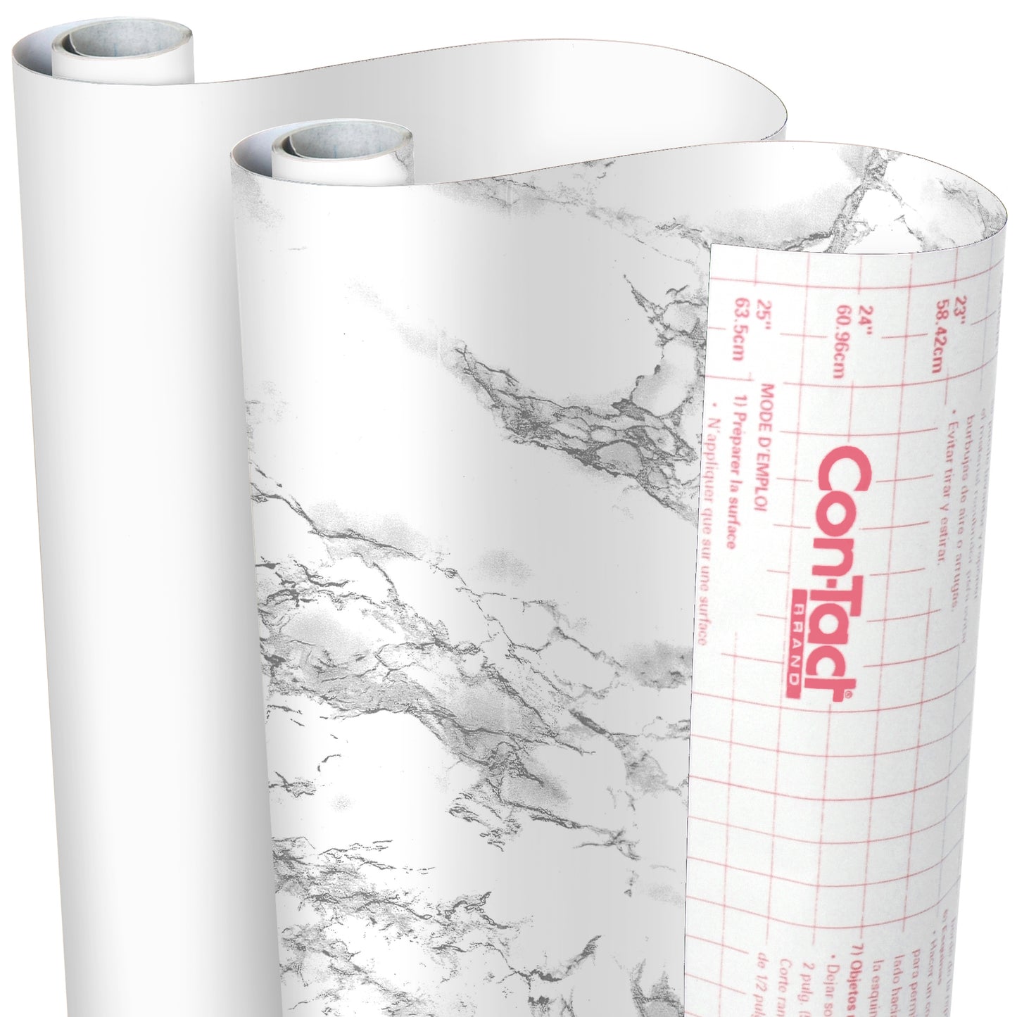 Creative Covering™ Duo-Pack, Peel & Stick, Easy to Use, Removable Self-Adhesive - Solid Color & Marble - White/Classic Marble White