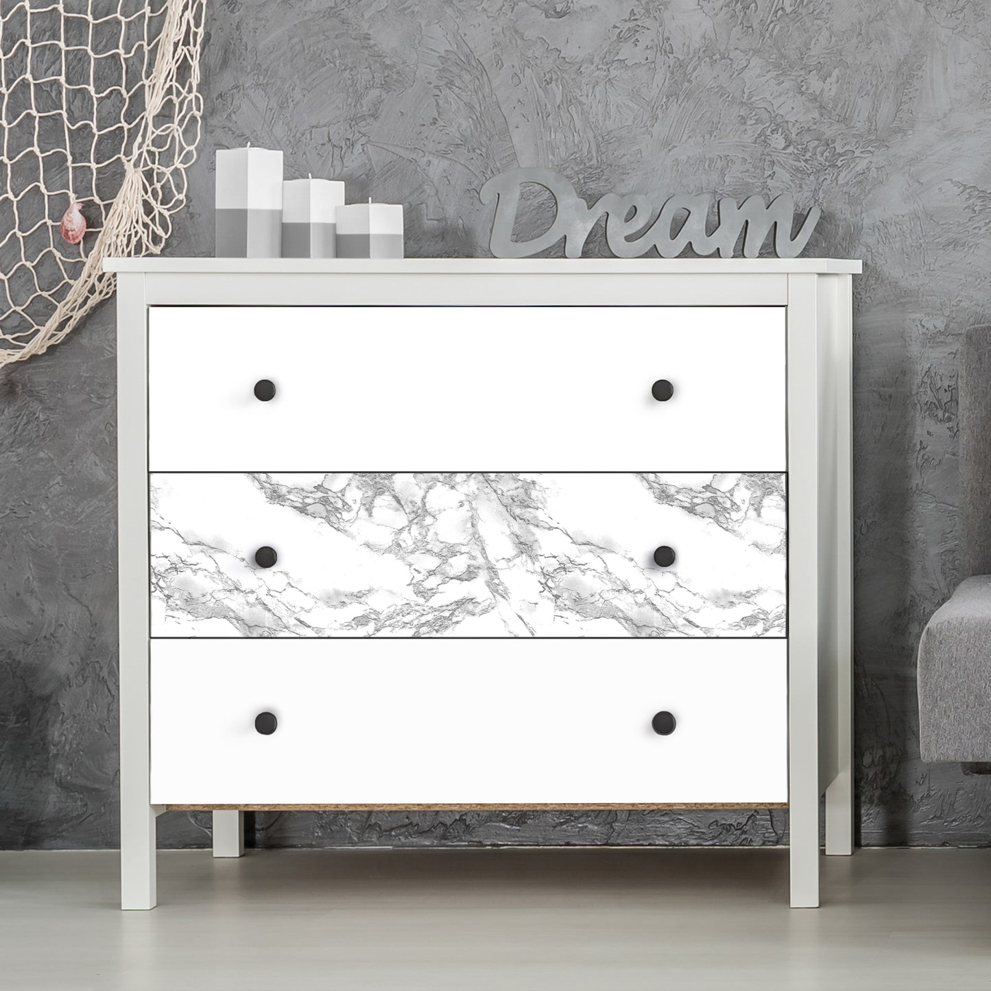 Creative Covering™ Duo-Pack, Peel & Stick, Easy to Use, Removable Self-Adhesive - Solid Color & Marble - White/Classic Marble White