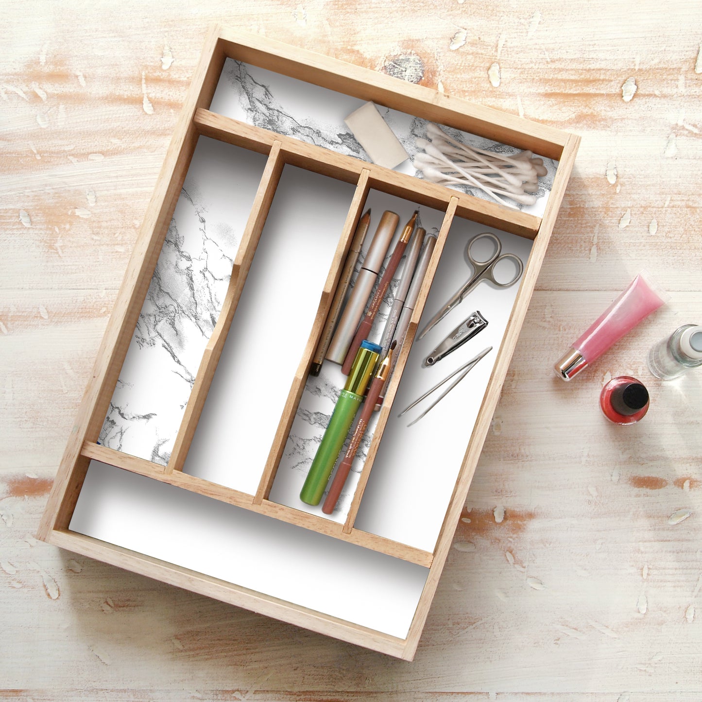 Creative Covering™ Duo-Pack, Peel & Stick, Easy to Use, Removable Self-Adhesive - Solid Color & Marble - White/Classic Marble White