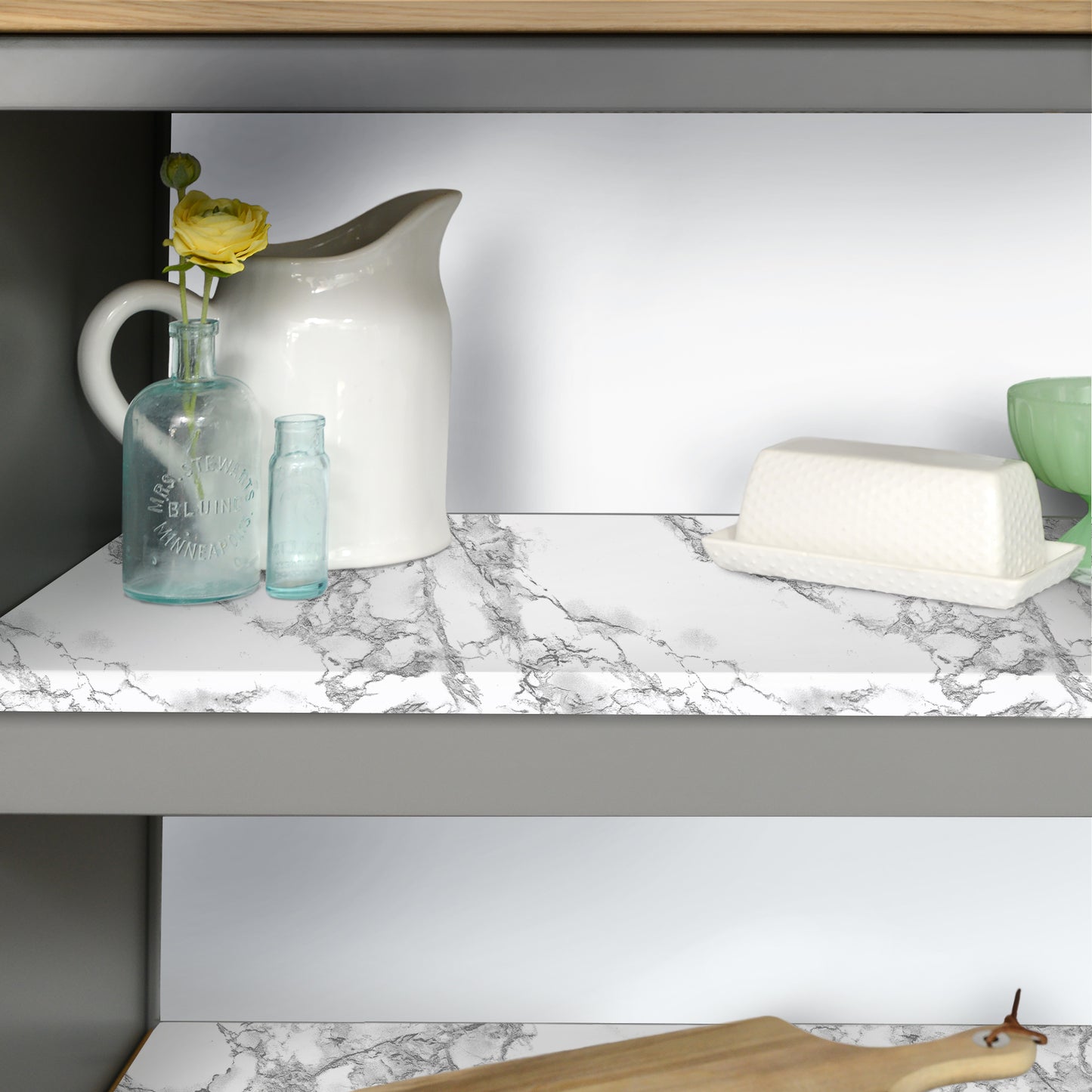 Creative Covering™ Duo-Pack, Peel & Stick, Easy to Use, Removable Self-Adhesive - Solid Color & Marble - White/Classic Marble White