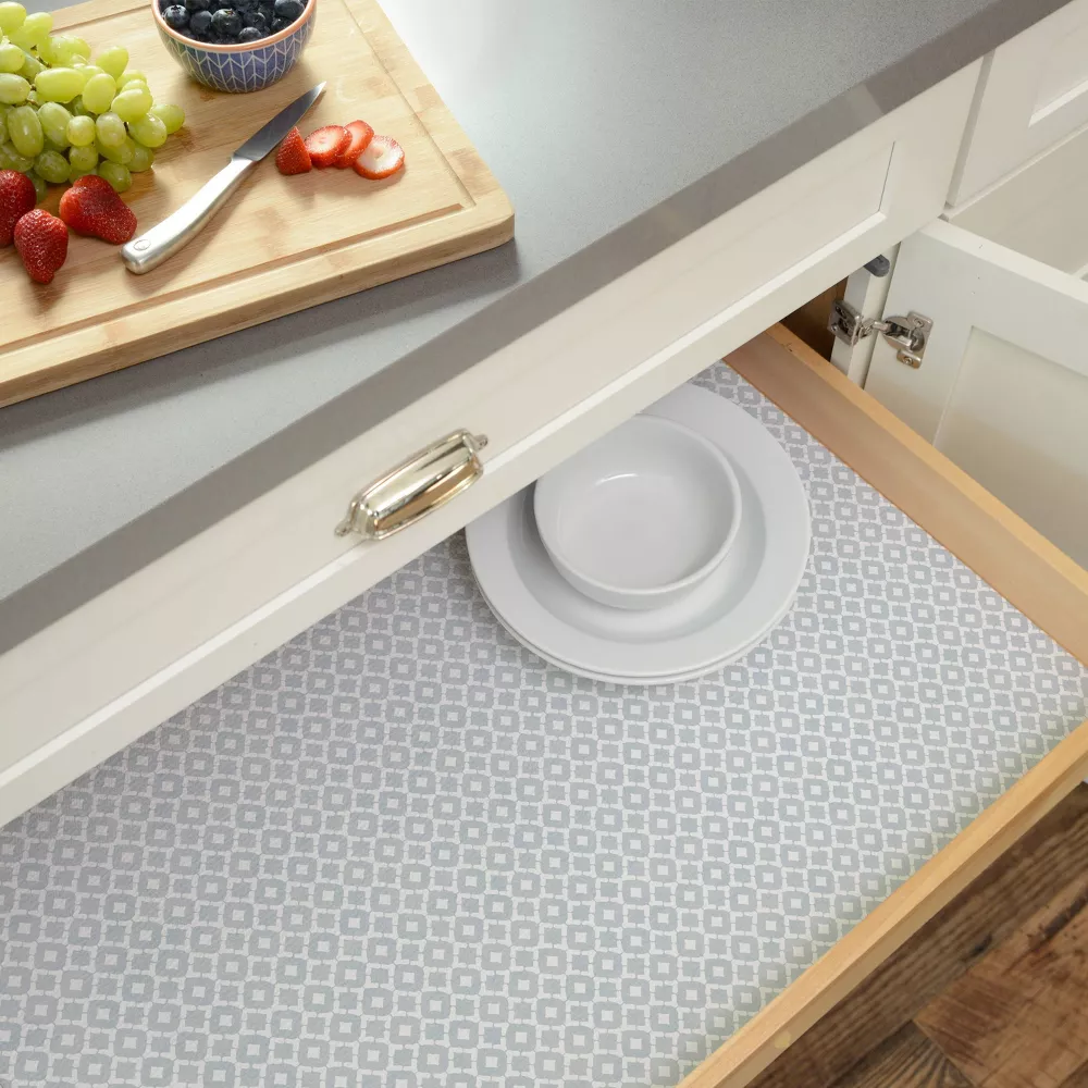 Con-Tact® Brand Grip Prints Premium™, Non-Adhesive, Vintage Tile Metal Gray