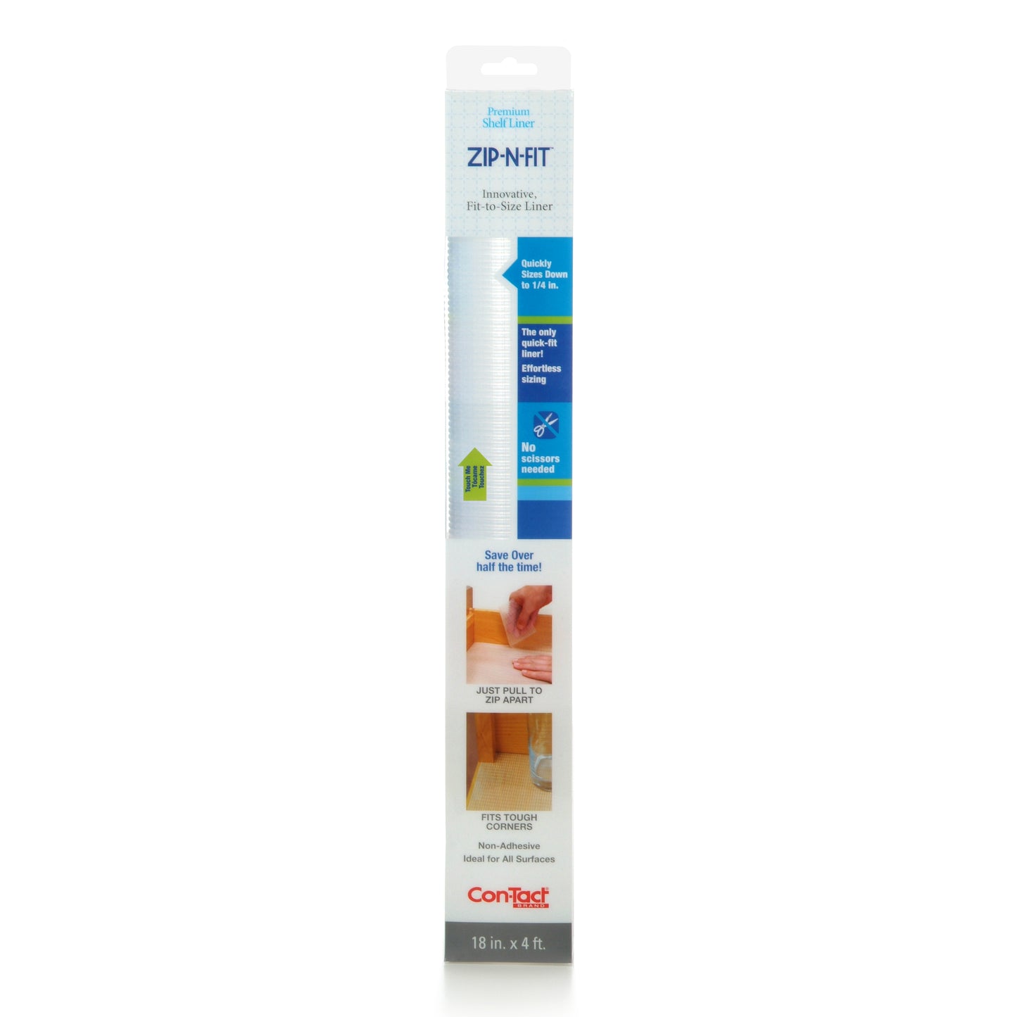 Con-Tact® Brand Zip-N-Fit™ Premium – Non-Adhesive Shelf Liner, Ribbed Clear