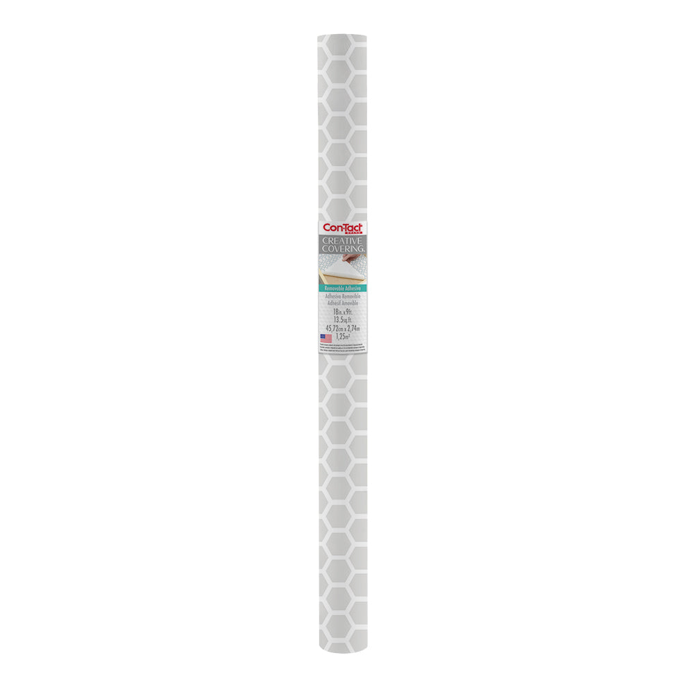 Con-Tact® Brand Creative Covering™ – Removable Self-Adhesive Shelf Liner, Simple Honeycomb Gray