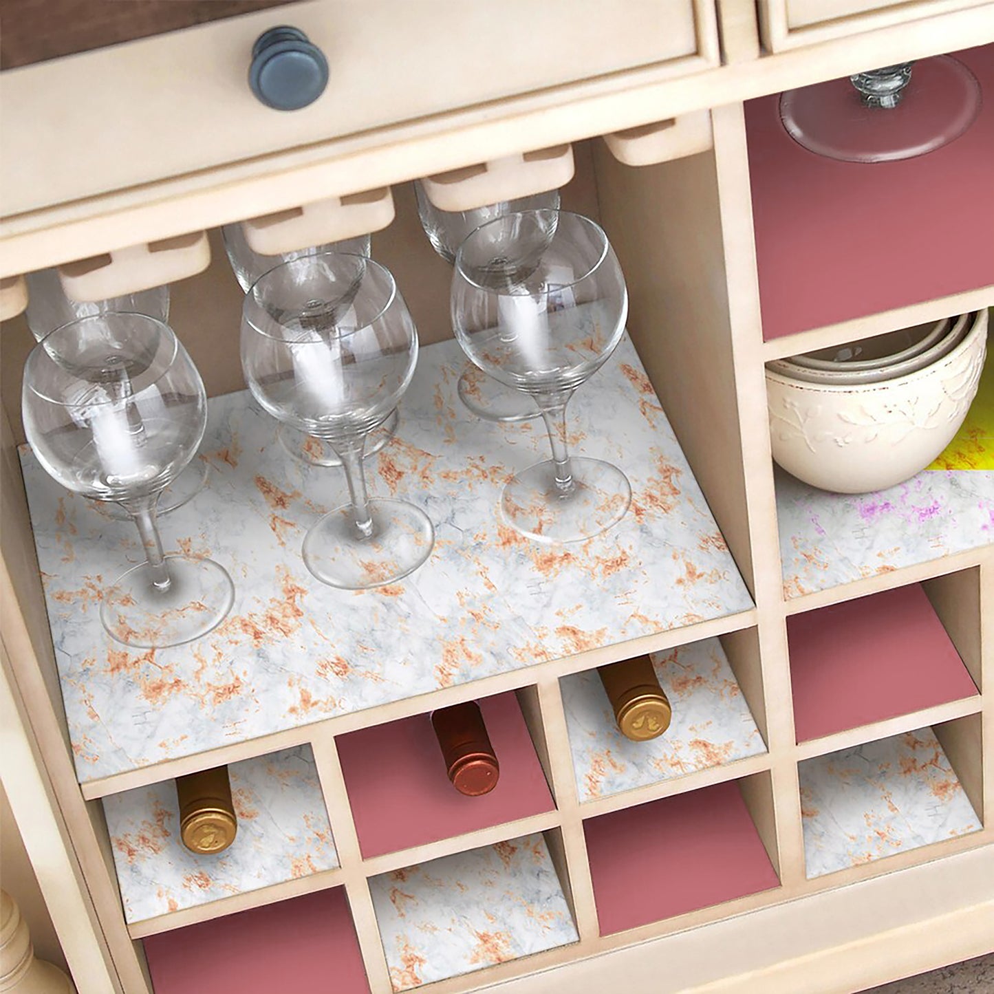 Con-Tact® Brand Creative Covering™ Duo Pack – Removable Self-Adhesive Shelf Liner, Serenity Coral/Metallic Marble