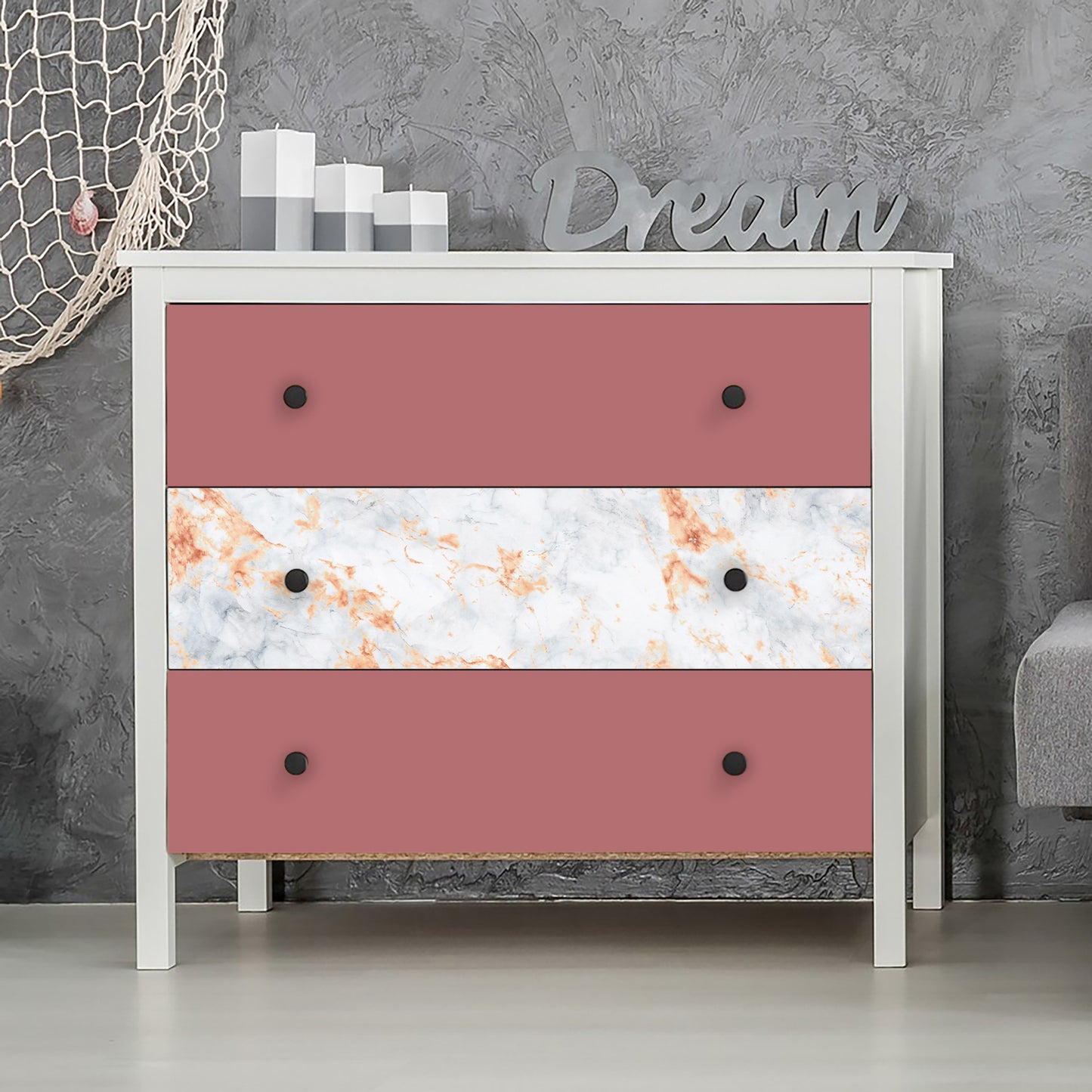 Con-Tact® Brand Creative Covering™ Duo Pack – Removable Self-Adhesive Shelf Liner, Serenity Coral/Metallic Marble
