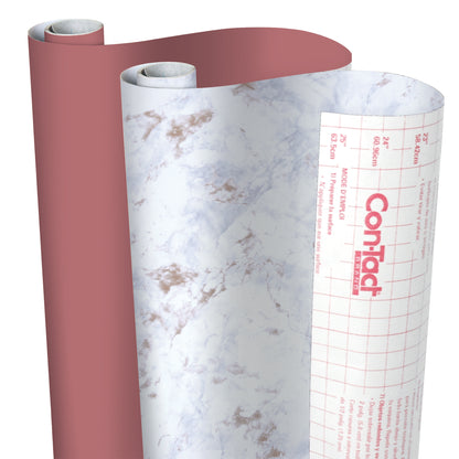 Con-Tact® Brand Creative Covering™ Duo Pack – Removable Self-Adhesive Shelf Liner, Serenity Coral/Metallic Marble