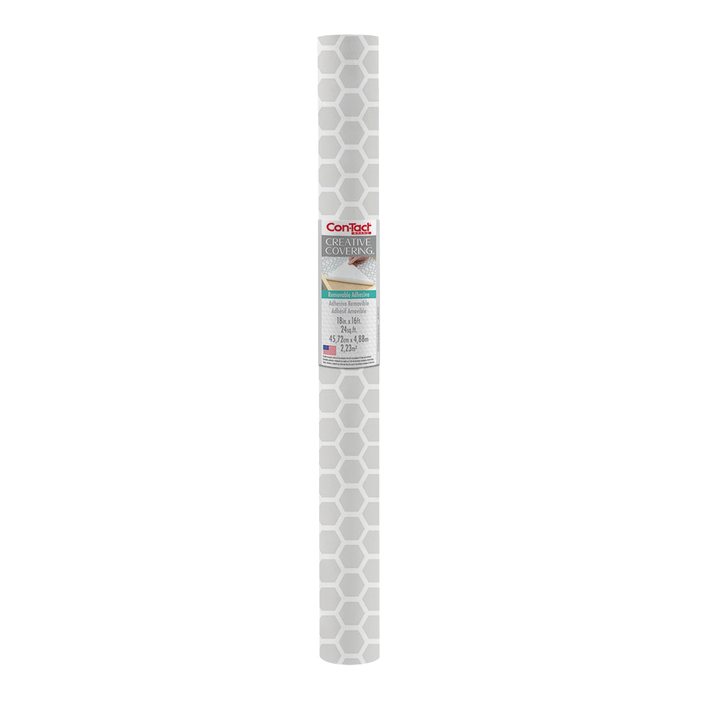 Con-Tact® Brand Creative Covering™ – Removable Self-Adhesive Shelf Liner, Simple Honeycomb Gray