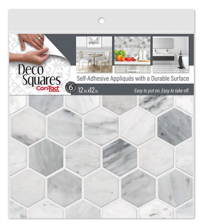 Con-Tact® Brand Deco Squares Marble Hexagon, Self-Adhesive