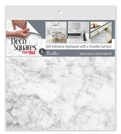 Con-Tact® Brand Deco Squares Carrara Marble Gray, Self-Adhesive