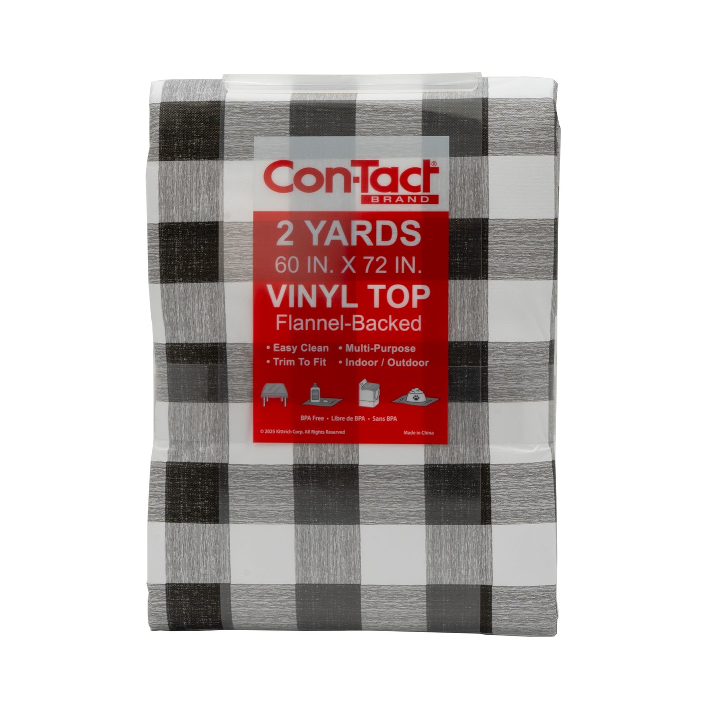 Con-Tact® Brand Yard Goods – Pre-Cut , Linen Gingham Black Gray