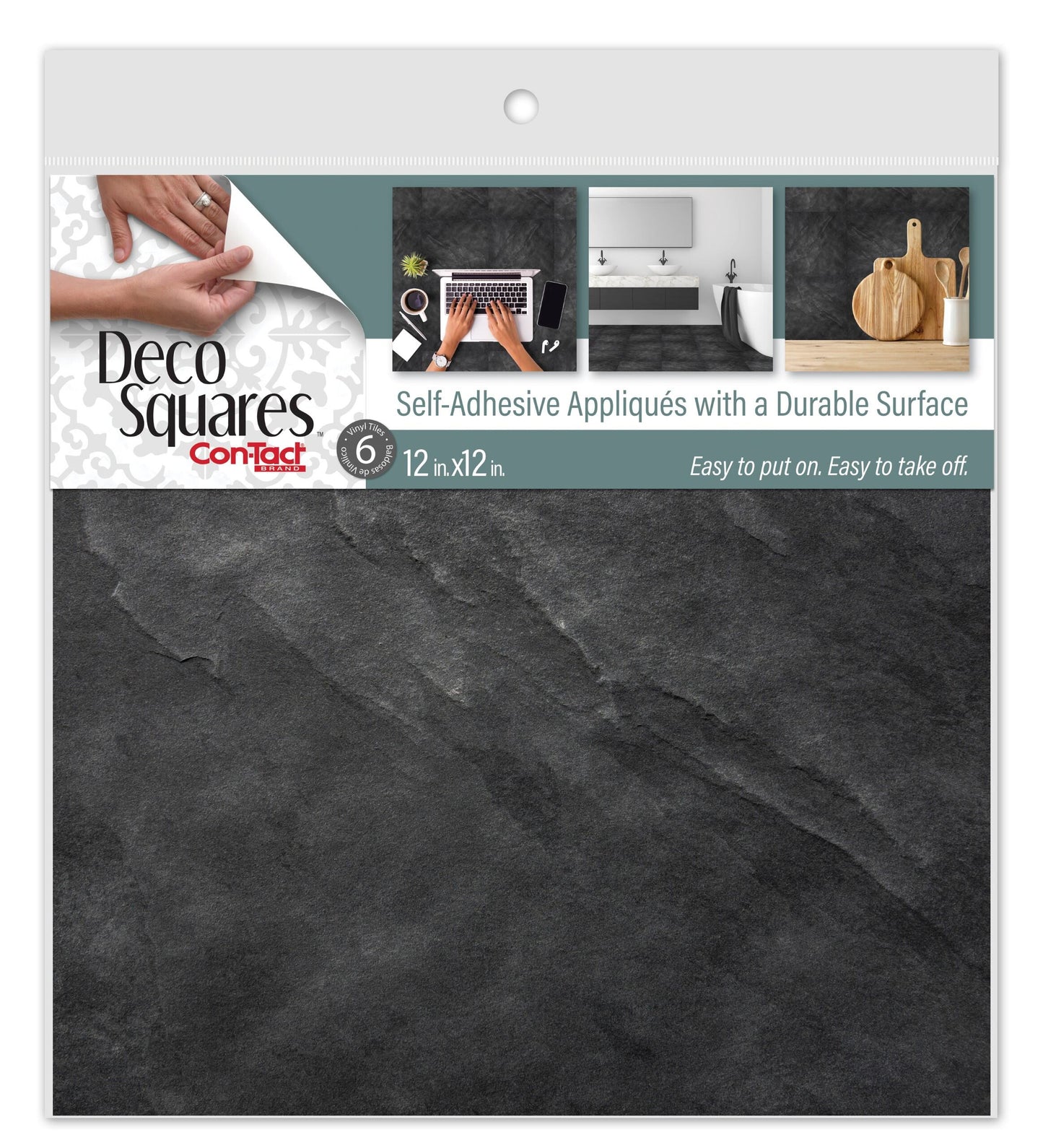 Con-Tact® Brand Deco Squares Black Slate, Self-Adhesive