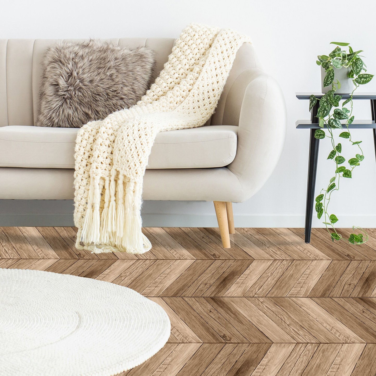 Con-Tact® Brand Deco Squares Herringbone Wood Brown, Self-Adhesive