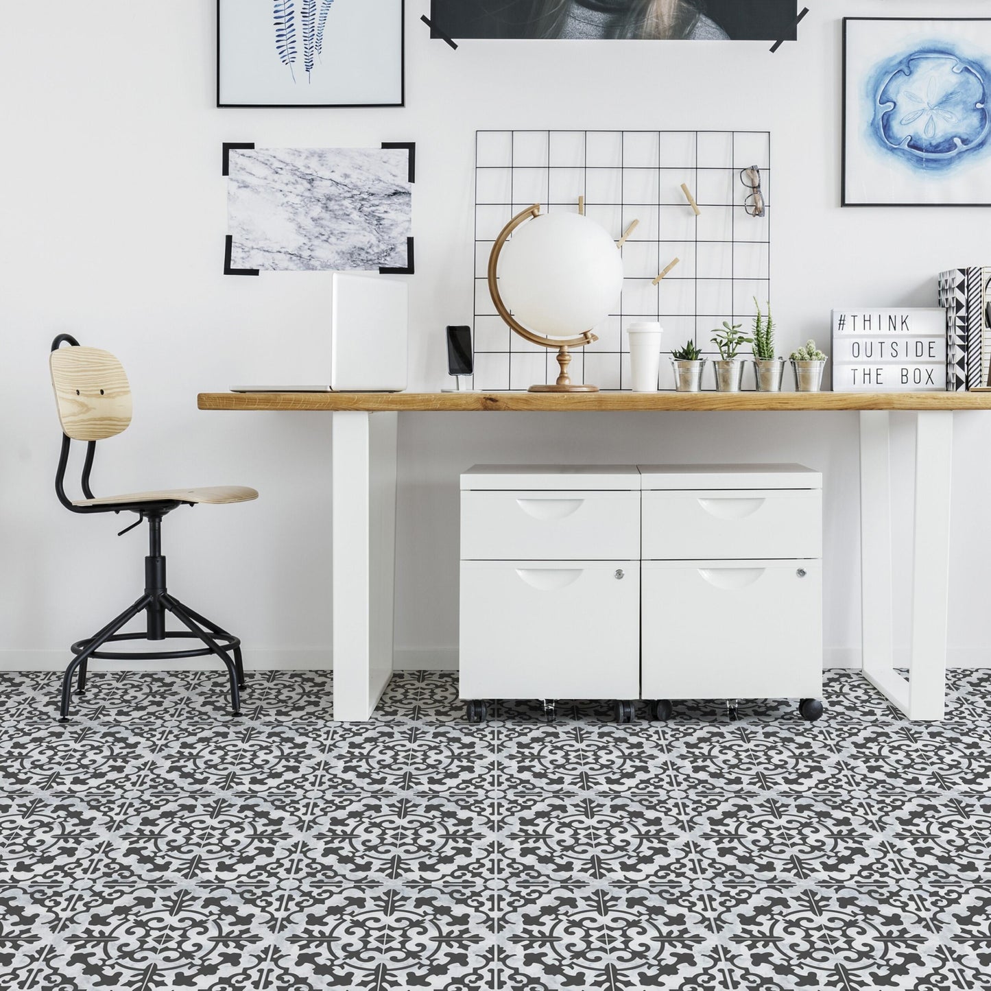 Con-Tact® Brand Deco Squares Carrara Tile Charcoal, Self-Adhesive