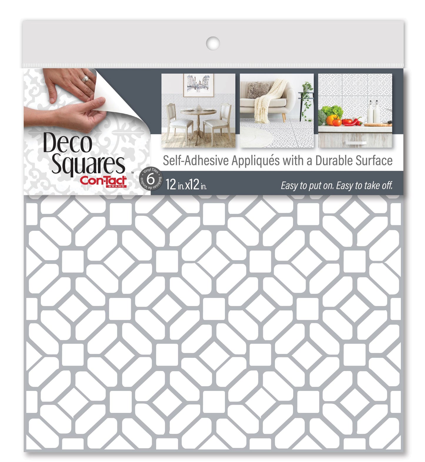 Con-Tact® Brand Deco Squares Geo Gray, Self-Adhesive