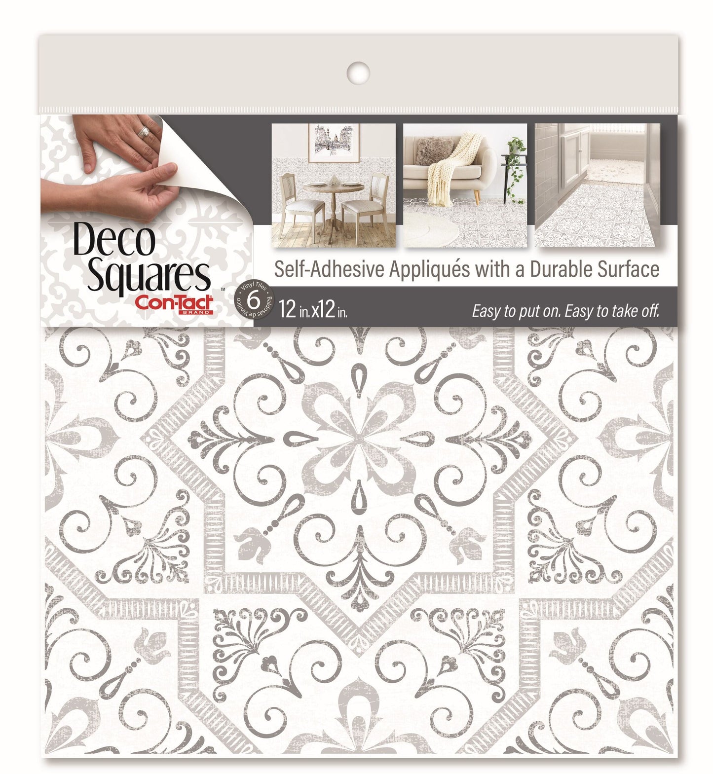 Con-Tact® Brand Deco Squares Euro Tile Gray, Self-Adhesive