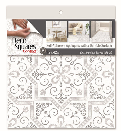 Con-Tact® Brand Deco Squares Euro Tile Gray, Self-Adhesive