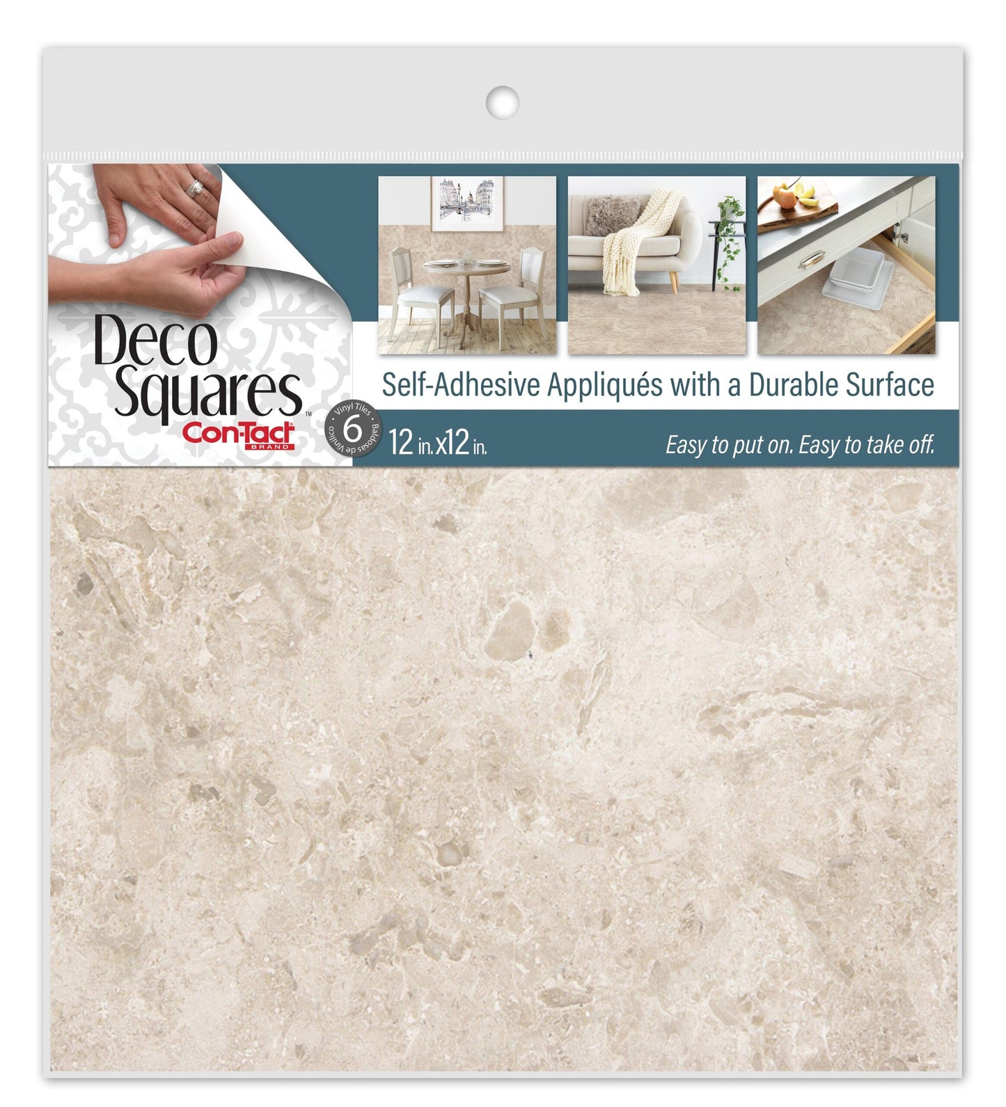 Con-Tact® Brand Deco Squares Travertine, Self-Adhesive