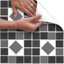 FloorAdorn® Black and White Mosaic Vinyl Appliqués