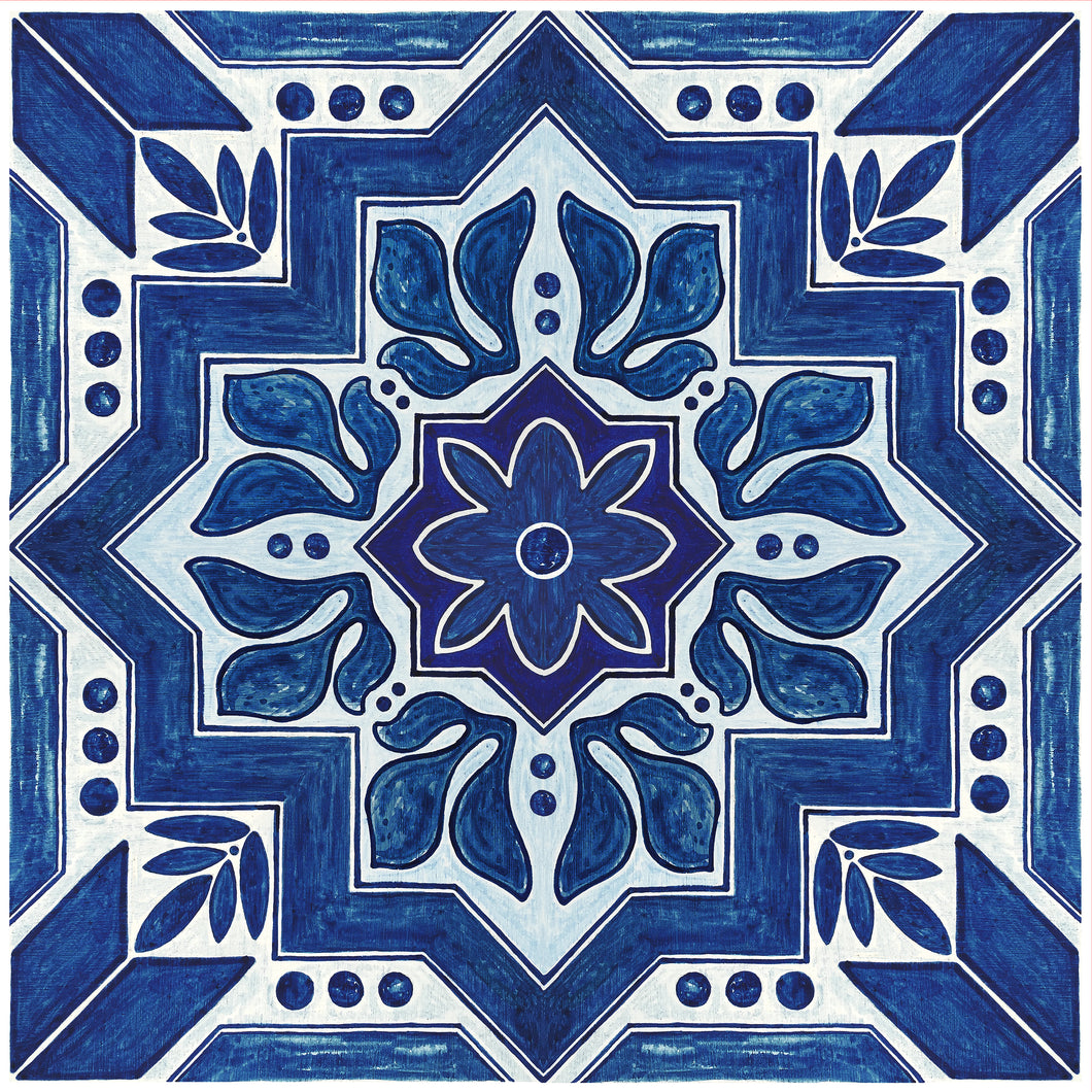 FloorAdorn® Blue Moroccan Vinyl Appliqués